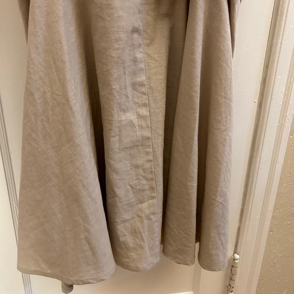 ATSU SIZE 8 BEIGE RUCHED TORSO STRAPPY LINEN MIDI DRESS. Worn once. - Picture 10 of 12
